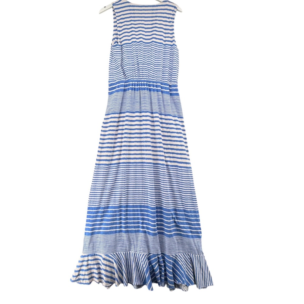 Vineyard Vines Womens Blue White Striped Surplice Maxi Dress Ruffle Hem Large - Picture 9 of 10